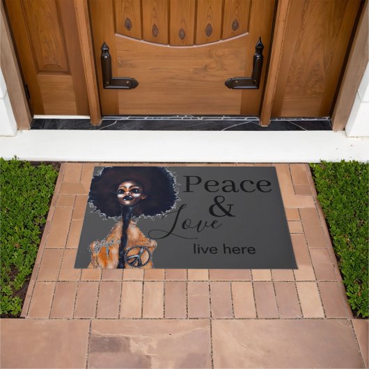 PEACE AND LOVE DOORMAT DEURMAT (Buiten)