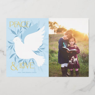 Peace and Love Dove Folie Holiday Card Feestdagenkaart