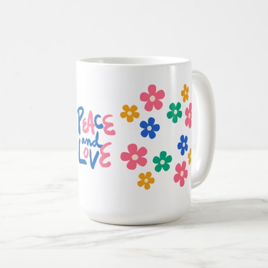 Peace and Love Floral Mug Koffiemok (Voorkant rechts)