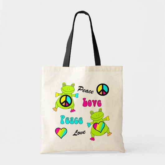 Peace and Love Frogs Tote Bag (Voorkant)