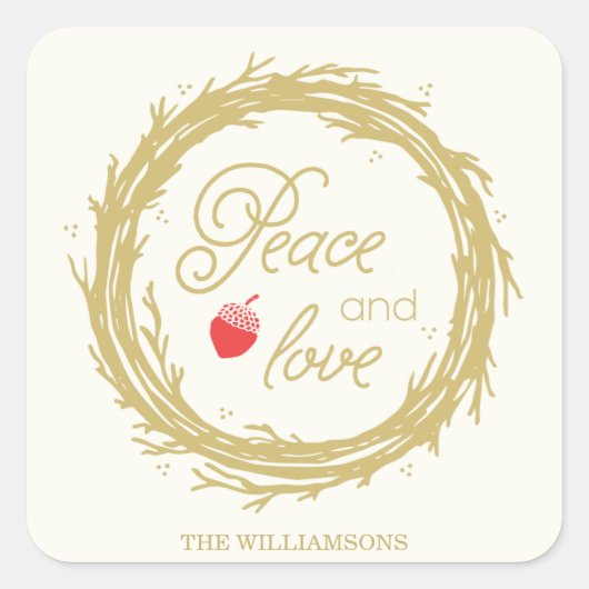 Peace and Love Gepersonaliseerde vakantie Stickers (Voorkant)