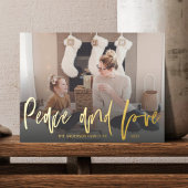 Peace and Love Gold Foil Script 1 Fotokerstmis Folie Feestdagen Briefkaart