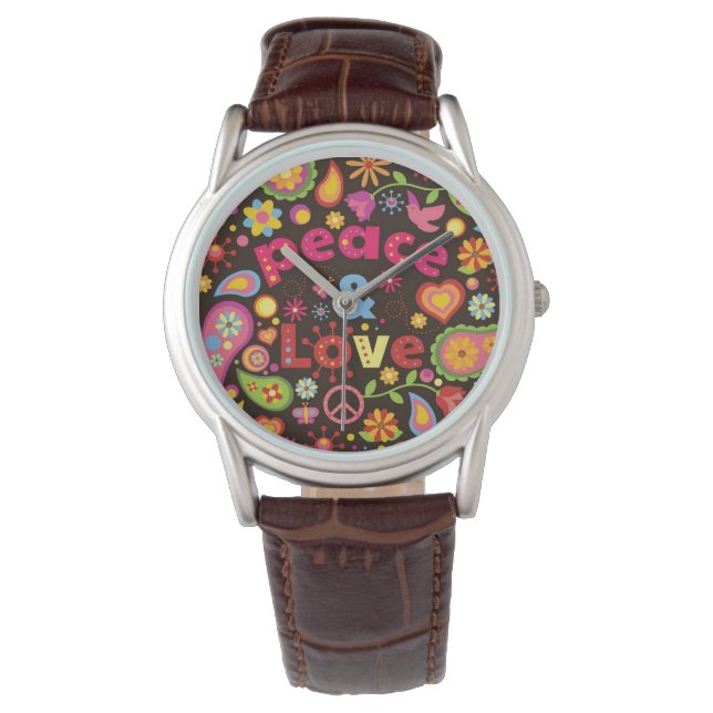 Peace and Love  Hippie Horloge (Voorkant)