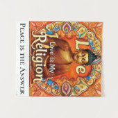 PEACE AND LOVE IS MY RELIGION WALL ART TAPESTRY WANDKLEED (Voorkant (horizontaal))