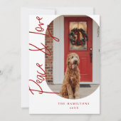 Peace and Love Modern Minimalist Card burgundy Feestdagenkaart (Voorkant)