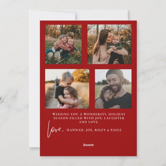 Peace and Love Modern Minimalist Card burgundy Feestdagenkaart (Achterkant)