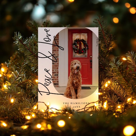 Peace and Love Modern Minimalist Card Feestdagenkaart