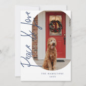 Peace and Love Modern Minimalist Card Navy Feestdagenkaart (Voorkant)