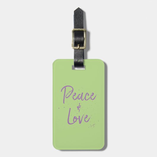 PEACE-and-Love-Paars Bagagelabel (Voorkant verticaal)