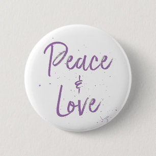 PEACE-and-Love-Paars Ronde Button 5,7 Cm