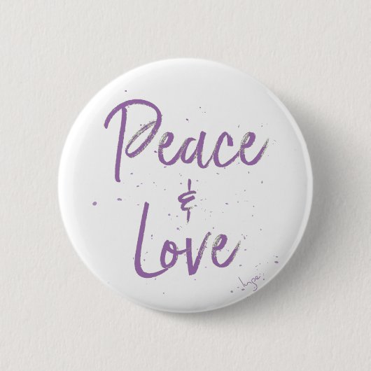PEACE-and-Love-Paars Ronde Button 5,7 Cm (Voorkant)