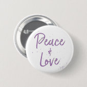 PEACE-and-Love-Paars Ronde Button 5,7 Cm (Voorkant /achterkant)