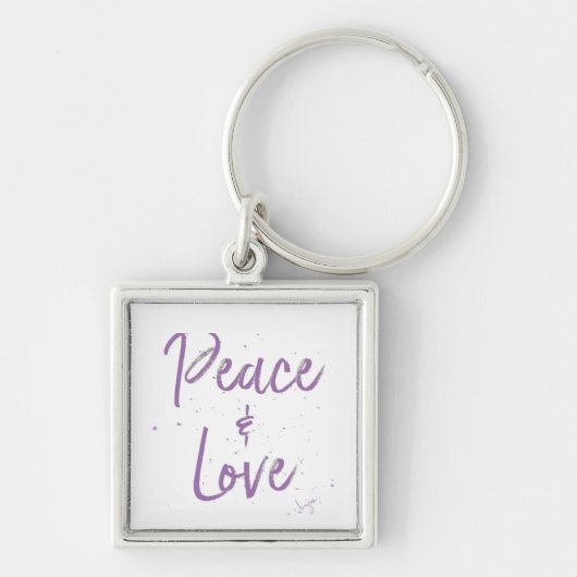 PEACE-and-Love-Paars Sleutelhanger (Voorkant)