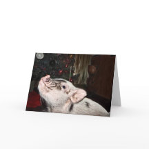 Peace and Love Painted Mini Pig Christmas Kaart