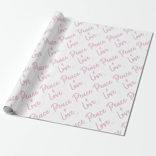 PEace-and-Love-Pink Cadeaupapier (Uitgerold)