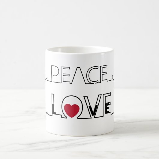 Peace and Love Red Heart Coffee Cup Mok (Center)