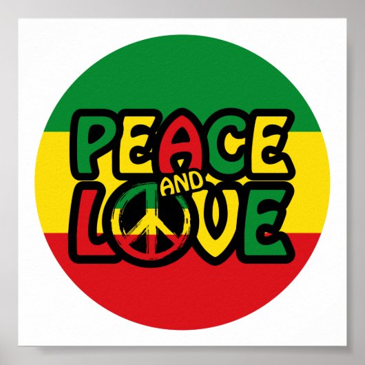 PEACE and LOVE, reggae style Poster (Voorkant)