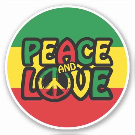 PEACE and LOVE, reggae style Sticker (Voorkant)