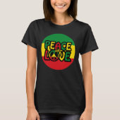 PEACE and LOVE, reggae style T-shirt (Voorkant)