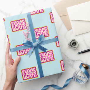 Peace and Love Retro Twin Baby shower Cadeaupapier