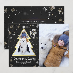 Peace and Love Snowflakes kerstboom 2 Foto Feestdagenkaart