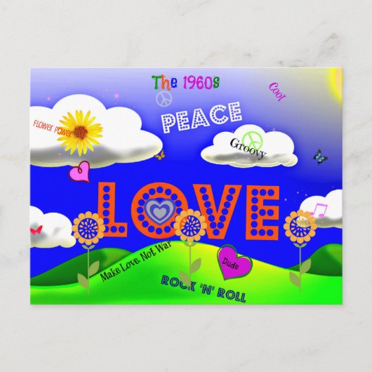 Peace and Love, the 1960, Briefkaart (Voorkant)