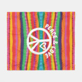 Peace and Love Tie Dye Stripes Fleece Deken (Voorkant (Horizontaal))