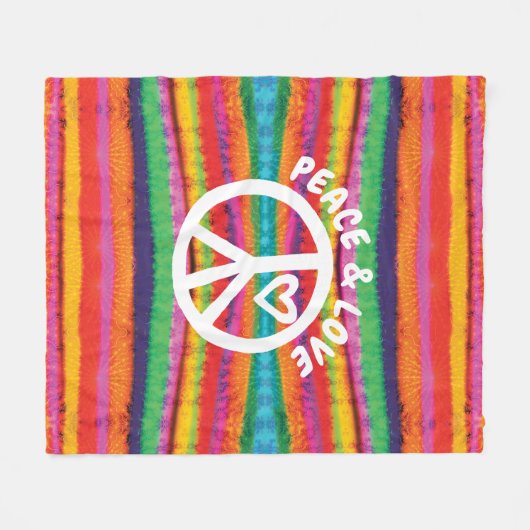 Peace and Love Tie Dye Stripes Fleece Deken (Voorkant (Horizontaal))