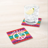 Peace and Love Tie Dye Stripes Kartonnen Onderzetters (Insitu)