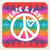 Peace and Love Tie Dye Stripes Kartonnen Onderzetters (Voorkant)
