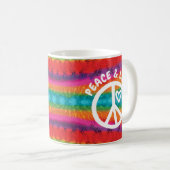 Peace and Love Tie Dye Stripes Koffiemok (Voorkant rechts)