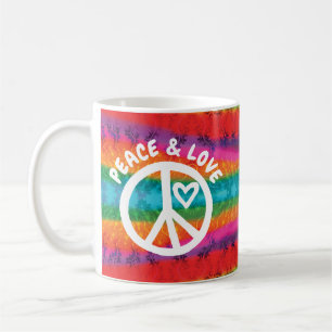 Peace and Love Tie Dye Stripes Koffiemok