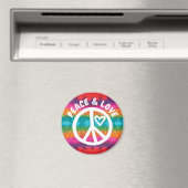 Peace and Love Tie Dye Stripes Magneet (Insitu (Vaatwasser))
