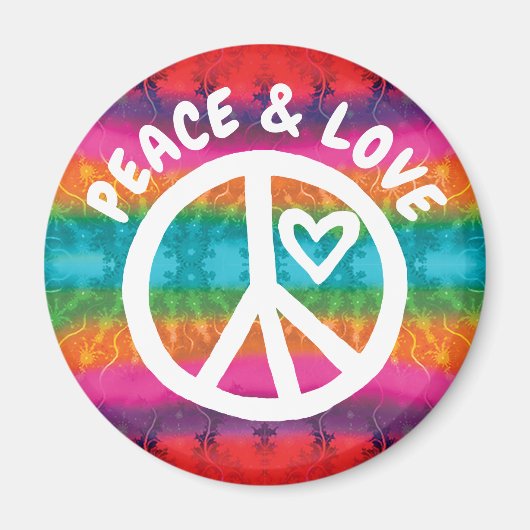 Peace and Love Tie Dye Stripes Magneet (Voorkant)