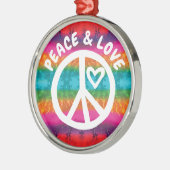 Peace and Love Tie Dye Stripes Metalen Ornament (Links)