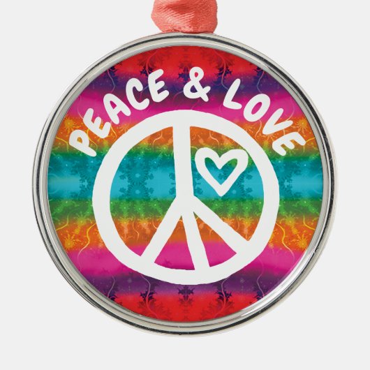 Peace and Love Tie Dye Stripes Metalen Ornament (Voorkant)