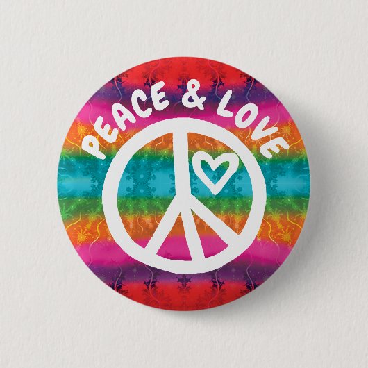 Peace and Love Tie Dye Stripes Ronde Button 5,7 Cm (Voorkant)