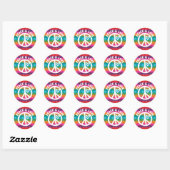 Peace and Love Tie Dye Stripes Ronde Sticker (Vel)