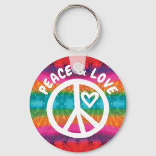 Peace and Love Tie Dye Stripes Sleutelhanger