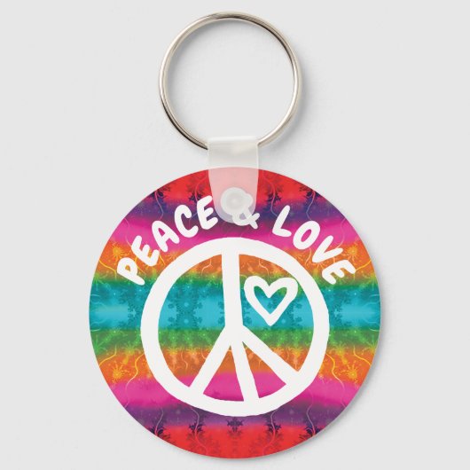 Peace and Love Tie Dye Stripes Sleutelhanger (Voorkant)
