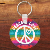 Peace and Love Tie Dye Stripes Sleutelhanger (Voorkant)