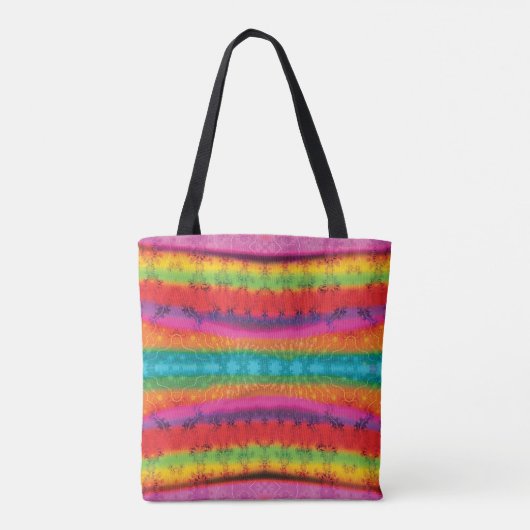 Peace and Love Tie Dye Stripes Tote Bag (Achterkant)