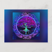 Peace and Love Tree of Life in Blue Briefkaart (Voorkant)