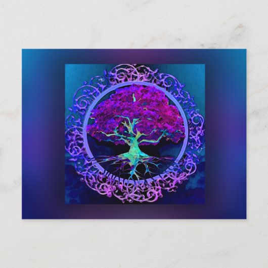 Peace and Love Tree of Life in Blue Briefkaart (Voorkant)