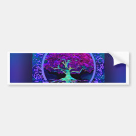 Peace and Love Tree of Life in Blue Bumpersticker