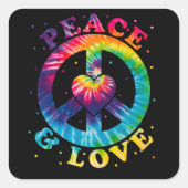 Peace and Love Vierkante Sticker (Voorkant)