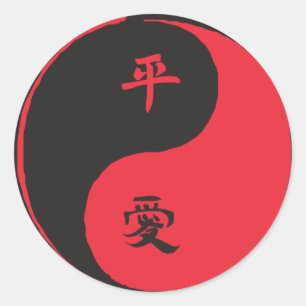 Peace and Love Yinyang Ronde Sticker