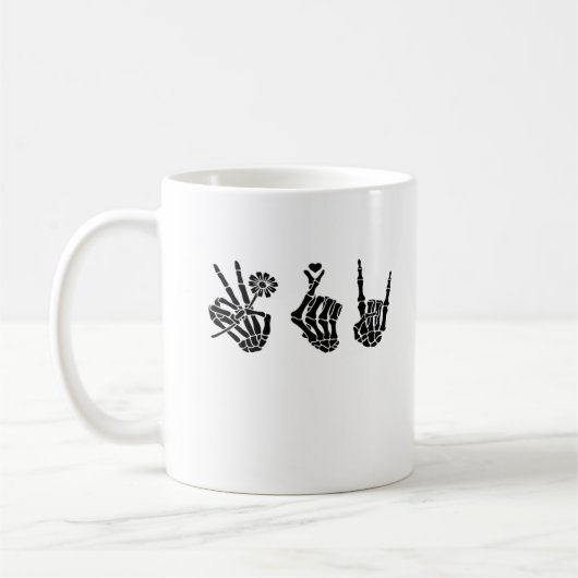 Peace and Roll Skeleton Hands Classic Koffiemok (Links)