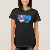 Peace and USA Flag Twin Heart for Peacemaker Ameri T-shirt (Voorkant)