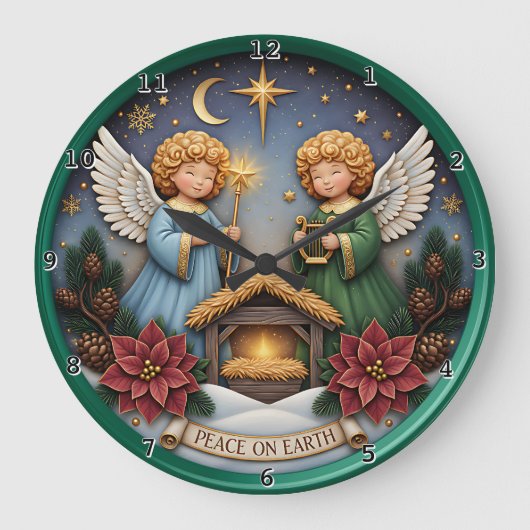 Peace Angel Nativity Harp Grote Klok (Voorkant)